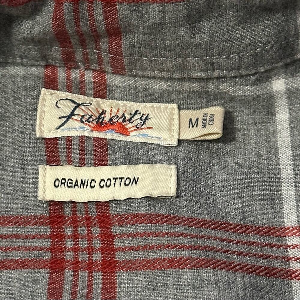 Faherty Sz M Gray Red Juliet Plaid Flannel The Classic Button Down Malibu Shirt - Picture 4 of 6